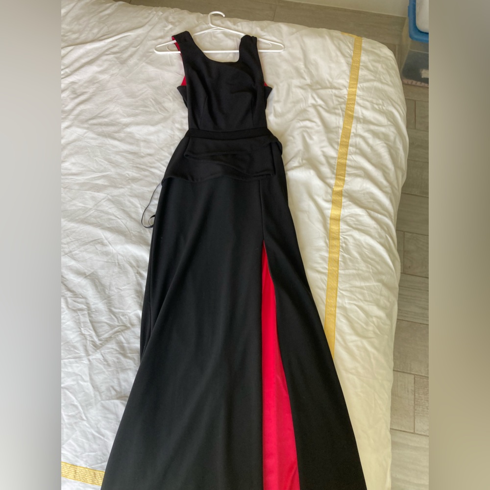 Black formal dress with satin hot pink inside - Size 0 or small
